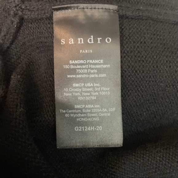 Sandro Paris Black Belted Wool Cashmere Long Sleeve V Neck Long Cardigan Sweater - Picture 14 of 16